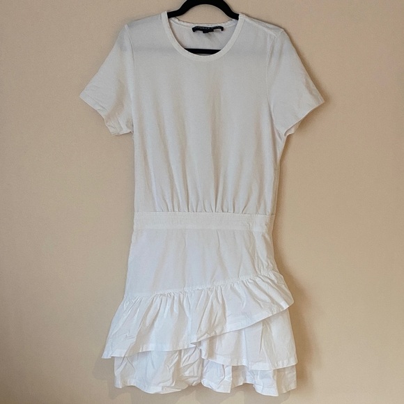 Veronica Beard Noha white flounce tee shirt dress - Picture 2 of 8